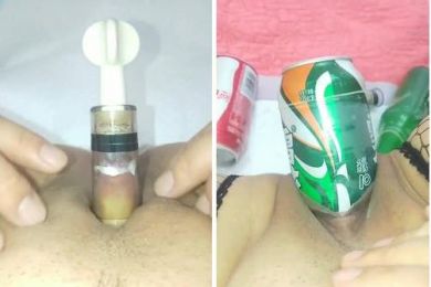 瓶酒瓶子易拉罐多大的家伙都能往逼塞，爆菊花，阴蒂拔罐