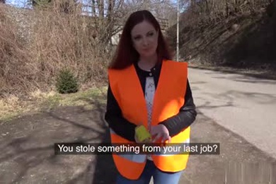 PBS - teen redhead with nice natural tits is doing community service but prefers big cock